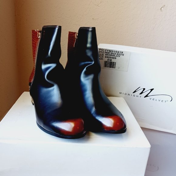 Midnigjt Velvet Brown/black short ankle zip up boots - Picture 2 of 9
